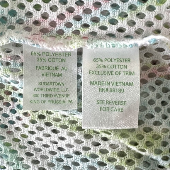 Lilly Pulitzer Sz X-Small Mesh Zip Up Hoodie Jacket White Green Pink Stripes - Picture 13 of 14